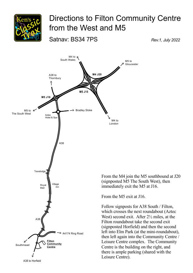 Map and directions to Filton Community Centre from the west